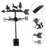 Wrought Iron Deer Weathervane Roof Mount Outdoor Yard Decor with Accurate Wind Direction V1370-AZ4-14824