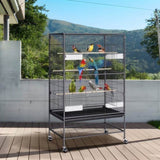 52 inch Standing Large Bird Cage, Carbon Steel Flight Bird Cage for Parakeets, Cockatiels, Parrots, V952-YTSNL312052IBWVKVV0