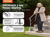 Handrails for Outdoor Steps, 59 in Length 3 Crossbars Stair Hand Rail Kit, Transitional Stainless V952-BXGSLZFS150CBU3NGV0