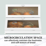 CARLA HOME Double Layer Bamboo Bread Box for Kitchen Counter - Large Capacity Bread Storage LSB-36198