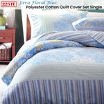 225TC Java Floral Blue Polyester Cotton Quilt Cover Set Single V442-CAP-QUILTCS-JAVA-BLUE-SB