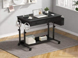 Small Portable Black Rolling Standing Desk with Wheels 80 x 48cm V178-59316