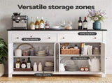 Artiss Buffet Sideboard Storage Cabinet Kitchen Cupboard 2 Drawers 140CM Black FUR-C-SID140-BK-AB