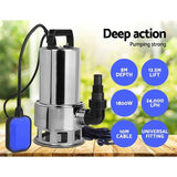 Giantz 1800W Max. Submersible Dirty Water Pump Bore Tank Well Steel Automatic Clean PUMP-SUBM-1800