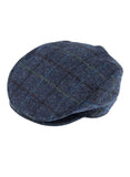 DENTS Abraham Moon Tweed Flat Cap Wool Ivy Hat Driving Cabbie Quilted 1-3038 - Blue - Large V563-1-3038-BLUE-L
