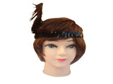 12x 1920s FLAPPER HEADBAND Headpiece Feather Sequin Charleston Gatsby Party BULK - Black V563-BR-12FLAPPERHDBND-BLK