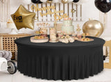 Black Spandex Round Tablecloths 120 inch Fitted for 60 inch Table, Stretchy 5ft Round Tablecloths, V1370-AZ4-01565