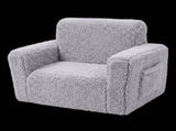 BoPeep Kids Sofa Fold Out Couch 2 In 1 Plush Toddler Lounger for Playroom Grey KD1201-GY-AU