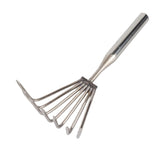Stainless Steel Hand Rake Soil Tiller Small Beach Rake with Comfortable Handle 7 Sturdy Tines for V1294-YM0901-3111250158311