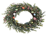 18 Inch Artificial Easter Wreath with Pastel Eggs Colorful Berries Easter Egg Wreath for Front Door V1294-YM0901-3115250001311