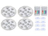 4Pcs IP68 LED Pool Light 16 Colors RGB Underwater Lamp 21Key RF Remote Control with Suction Cups V1294-YM0901-3119210066711