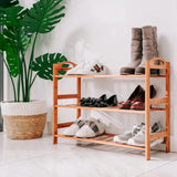 Bamboo 3 Tiers Layers Storage Shoe Rack & Organiser V1181-HO0162