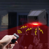 Outdoor Motion Sensor Alarm with Remote Control, IP65 Waterproof Solar Powered Alarm Light, 129dB V1369-AZ3-W-12047