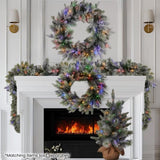 Christabelle 76cm Christmas Wreath Snowy Stamford Spruce with LED Lights Front Door Decoration 112_NATSS76