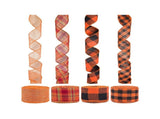 4 Rolls Thanksgiving Fall Wired Ribbon for Craft, 24 Yards Orange Buffalo Plaid Burlap Ribbon for V1366-AZ2-W-13328