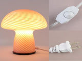 Dimmable Mushroom lamp,Glass Mushroom Bedside Table Lamp Small Nightstand Desk lamp Swirl Light for V1369-AZ3-W-26316
