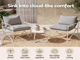 Gardeon Outdoor Bistro Set 3 Piece Patio Furniture Conversation Table and Chairs Grey ODF-BISTRO-STL-GR