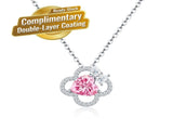 Elegant Four-Leaf Clover Pendant Necklace with Genuine Moissanite, Featuring a Heart-Shaped Pink V1341-ZY-Q5SPNMGP-MOISSANITE-PREMIUMS925