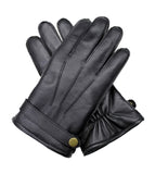 Dents Mens Wool Knit Lined Leather Gloves with Strap and Stud Warm Winter - Black V563-75-0015-BLK-L