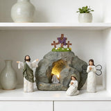 4 Pieces Easter LED Cross Shaped Resin Table Decor Resurrection of Jesus Statue Set Easter Resin V1192-AZ-W-33951
