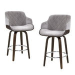 Artiss 4x Bar Stools Swivel Velvet Padded Wooden BA-TW-8908-GYX4