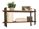 2 Layer Wood Wall Shelves Home Decor Floating Shelf Metal Hanging Storage Rack V767-ZJJ204