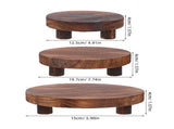 3-Pack Round Wooden Plant Pot Stands in Coffee Color, Bonsai Display Risers for Indoor Home and V1192-AZ-W-34460