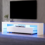 Artiss TV Cabinet Entertainment Unit Stand RGB LED Gloss Furniture 200cm White FURNI-L-LED-GS-TV200-WH-AB