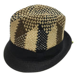 3 Tone Lattice Weave PAPER STRAW TRILBY HAT Fedora Trim Sun Summer Cap - M V563-BR117-M57CM