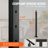 VEVOR Cable Railing Post, 36" x 1" x 2" Angled Hole Stair Railing Post, 10 Pre-Drilled Holes, SUS304 V952-1JZLGZHS91424HS5GV0