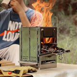 1 Piece Foldable Camping Wood Stove, Stainless Steel Portable Cooking Grill for Hiking, Picnics and V1189-LC-HW-00259