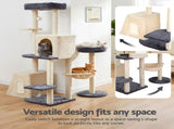 i.Pet Cat Tree Tower 133cm Rotatable L-Shape Design Scratching Post Furniture Scratcher House Grey & PET-CAT-ROT-M133-GRBE