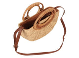 Women Rattan Bag Retro Fashion Small Semicircle Handwoven Straw Shoulder Bag Clutch Bag for Beach V1294-YM0710-3117230325111
