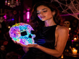Spooky Decorations Glowing Skull Head Party Prop, Figurines for Shelf and Counter Display, V1192-AZ-W-35096
