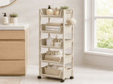 5-Tier Rolling Utility Cart,Multifunctional Storage Organizer with Plastic Shelf & Metal V1370-AZ4-18658