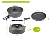 Black Camping Cookware Set for 23 People Portable Outdoor Cooking Pot, Frying Pan & 1.1L Kettle V888-ELOSUNG54632