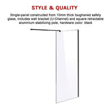 1200 x 2100mm Frameless 10mm Safety Glass Shower Screen V63-829841