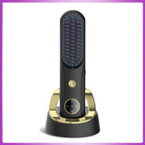 Cordless Hair Straightener Brush, Portable Mini Ionic Hair Straightener with Titanium Plates, USB V1107-110-88208-BLK-205MM