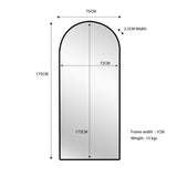 Metal Arch Mirror 80cm x 170cm - Black V292-MIRR-ARCH0035