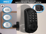 MEC Digital Motorised Smart Lock 20 User Codes Auto-Lock Backlit Keypad Matte Black MEC-MED20MB