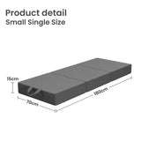 15cm Small Single BedStory 3-Fold Mattress Folding Foam Bed Washable Cover, 180x70cm XFGH-MA-L-FD-15-SS-GY
