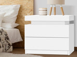 Artiss Bedside Table 2 Drawers Lift-up Storage - COLEY White FURNI-O-BS-02-WH