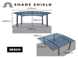 SHADE SHIELD Arched Double Carport 6.0m x 5.5m x 2.98m, Aluminium Alloy Frame, Polycarbonate Roof, V219-CPRDBLPCDM2A