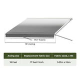 Manan 18FT RV Awning Fabric Replacement 18.05oz Caravan CAR1084-18FT-GY