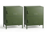 Artiss 2x Buffet Sideboard Cabinet Storage Cupboard 2 Doors Metal Green DOUBLE AI-LOCKER-SMI-GNX2