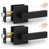 Matte Black Privacy Door Lever Handles with Keys, 2 Pack Heavy Duty Interior Door Lockset, V1181-HI011-2-BK-1