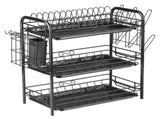 3-Tier Rustproof Dish Drying Rack Carbon Steel Dish Rack Multifunctional Organizer Dish Drainer with V1294-YM0901-H34757B-2