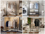 Artiss Clothes Rack Double Rod Airer Rail Coat Stand Hanger Storage Shelf HANGER-B-11-2T-BK