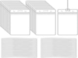 100 Pack Clear Plastic Luggage Bag Tag Holder Badge Label Tag Holder with 100 Pack Luggage Loops V1188-WTJ-LZZ-01316