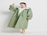 Size L Green Women's Chic Lightweight Waterproof Raincoat - Long Hooded Packable Rain Jacket with V888-ELOSUNG32631
